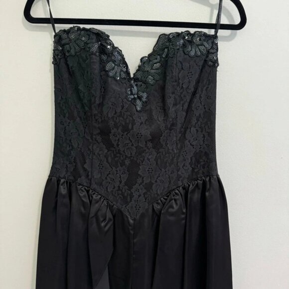 Jessica McClintock Gunne Sax Vintage Black Cape Jumpsuit - Picture 3 of 7